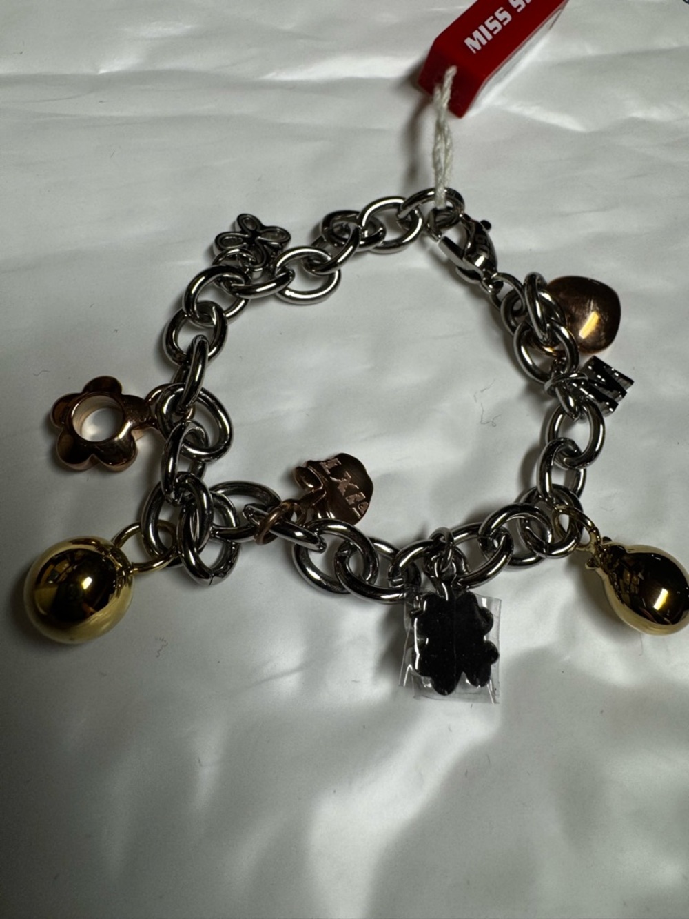 Miss Sixty Mixed-Metal Charm Bracelet in Silver, Gold and Rose-Gold